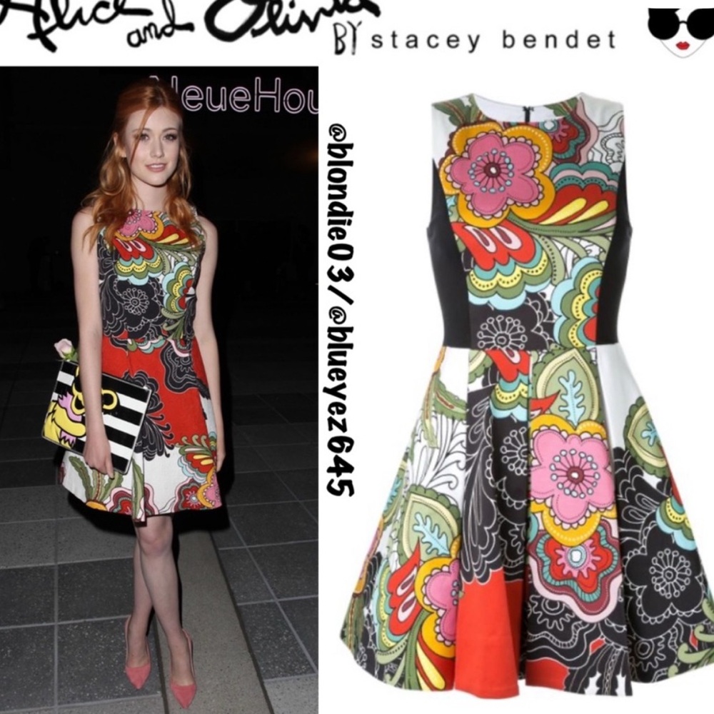 Alice + Olivia Adrianne fun floral dress size 4.